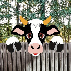Planet Gates SJ7.62-27.94cm 1pc 27.94cm Cow Cow Denim Cow Theme Decorative Fence Peeking Decoration Thickened PVC Plate Cow Fence Peeker Farm Animal Yard Barn Garden Art Country Land