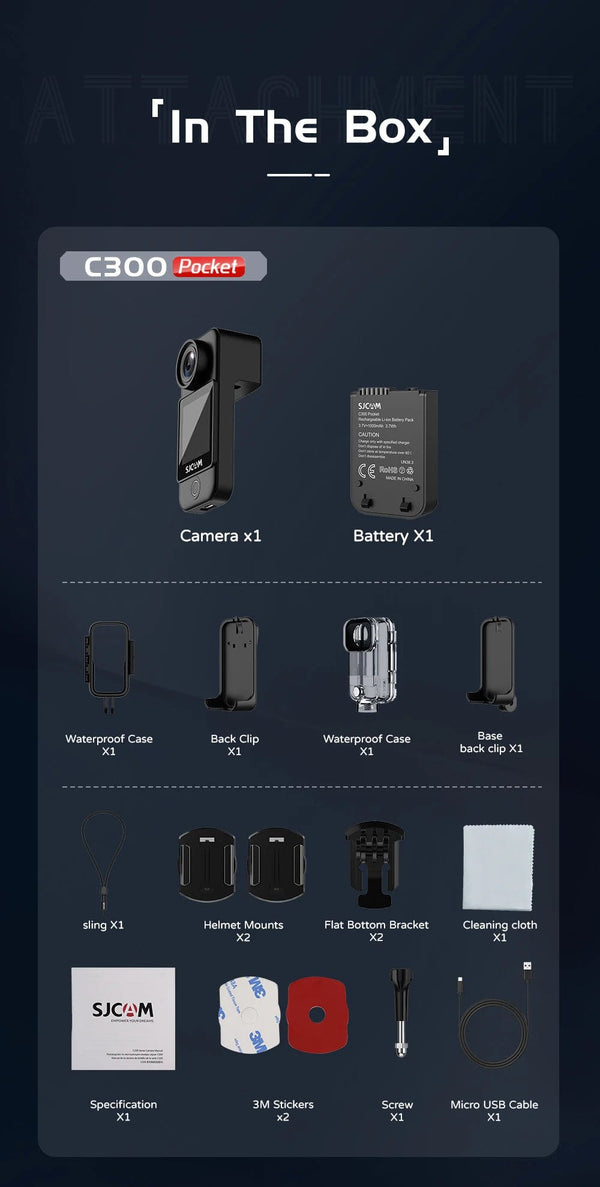 Planet Gates SJCAM C300 Pocket Action Camera 4K FHD With Long Battery Life Video 30M Waterproof 5G WiFi Camera Sport Action Cam