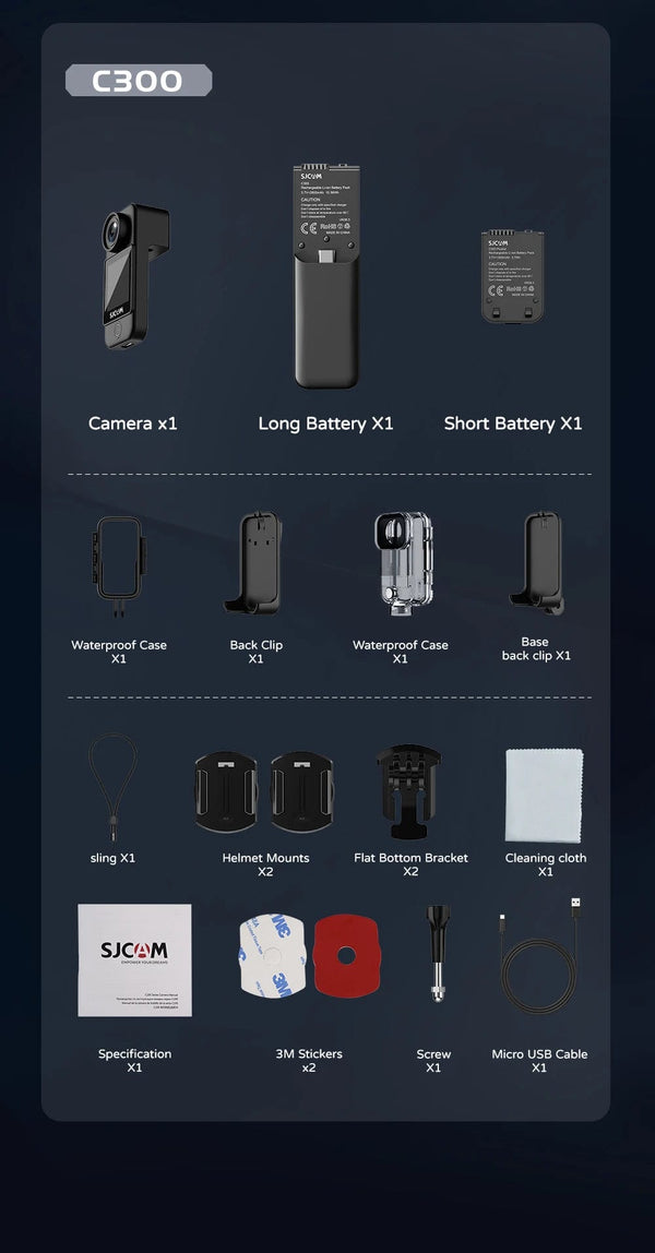 Planet Gates SJCAM C300 Pocket Action Camera 4K FHD With Long Battery Life Video 30M Waterproof 5G WiFi Camera Sport Action Cam