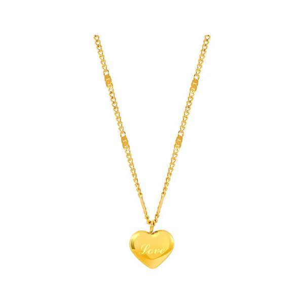 Planet Gates SKU1 Trendy Simple Gold Color Heart Pendant Chokers Necklace for Women Temperament Love Letter Thin Clavicle Chain Jewelry Gift