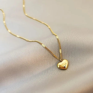 Planet Gates SKU1 Trendy Simple Gold Color Heart Pendant Chokers Necklace for Women Temperament Love Letter Thin Clavicle Chain Jewelry Gift