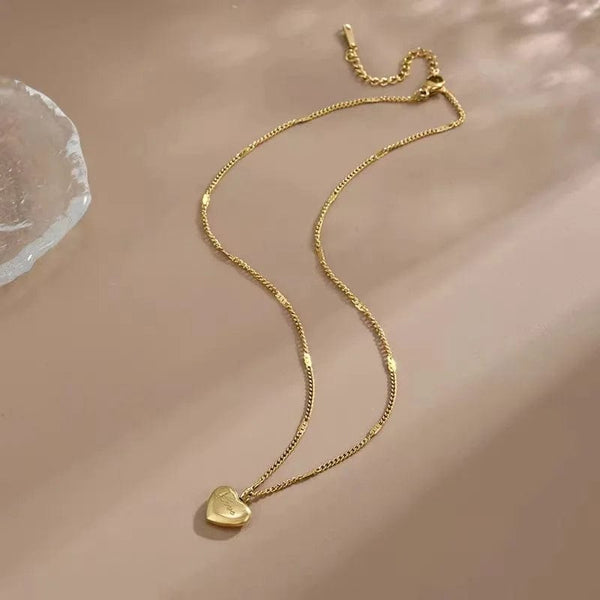 Planet Gates SKU1 Trendy Simple Gold Color Heart Pendant Chokers Necklace for Women Temperament Love Letter Thin Clavicle Chain Jewelry Gift