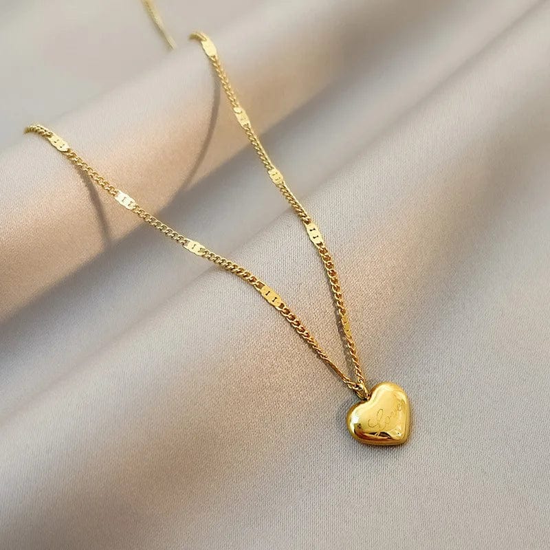 Planet Gates SKU1 Trendy Simple Gold Color Heart Pendant Chokers Necklace for Women Temperament Love Letter Thin Clavicle Chain Jewelry Gift