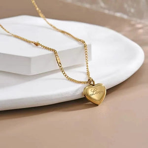Planet Gates SKU1 Trendy Simple Gold Color Heart Pendant Chokers Necklace for Women Temperament Love Letter Thin Clavicle Chain Jewelry Gift