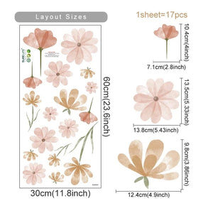 Planet Gates SL6242AB Boho Flowers Wall Stickers Watercolor Bedroom Living Room Home Decor Art Eco-frienly Removable Decals PVC Murals
