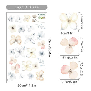 Planet Gates SL673A Boho Flowers Wall Stickers Watercolor Bedroom Living Room Home Decor Art Eco-frienly Removable Decals PVC Murals