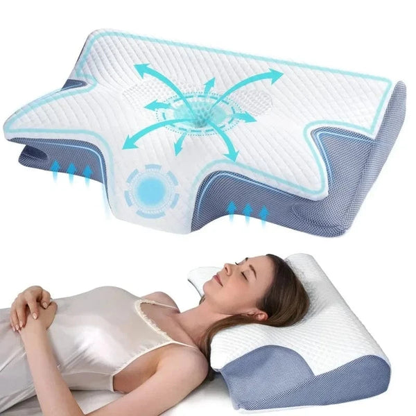 Planet Gates Sleep Memory Pillow Butterfly Memory Foam Neck Pillows Contoured Sleep For Neck Pain Relief Stomach Support Comfortable Pillow