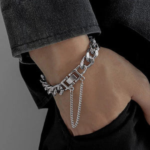 Planet Gates sliver / 19cm Kpop Stainless Steel Metal Chains Bracelets For Women Men Punk Sliver Cuban Link Chain Wristband Bracelet Classic Charms Jewelry