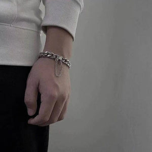 Planet Gates sliver / 19cm Kpop Stainless Steel Metal Chains Bracelets For Women Men Punk Sliver Cuban Link Chain Wristband Bracelet Classic Charms Jewelry