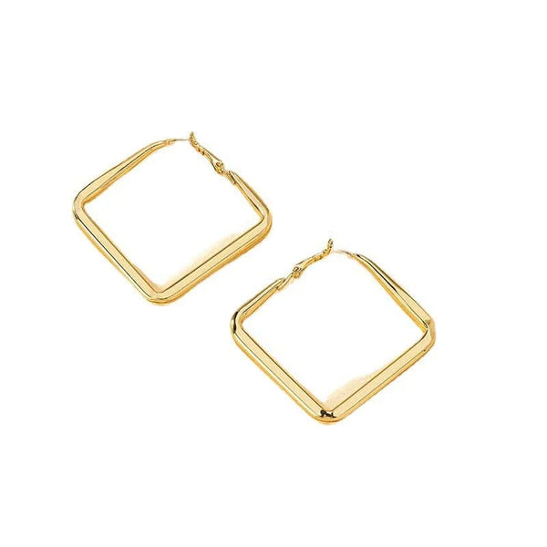 Planet Gates Sliver 2023 Fashion Gold Color Big Square Hoop Earrings For Women Exaggerated Metal Geometric Irregular Circle Earrings Jewelry