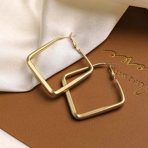 Planet Gates Sliver 2023 Fashion Gold Color Big Square Hoop Earrings For Women Exaggerated Metal Geometric Irregular Circle Earrings Jewelry
