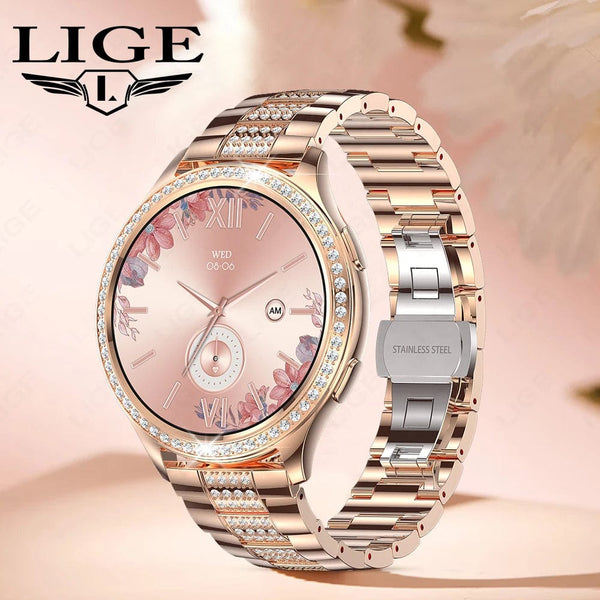 Planet Gates sliver / CHINA LIGE 1.32 inch Women Smart Watch Bluetooth Call AI Voice Assistant Women's Watches Custom Watch Face Health Monitor Smartwatches