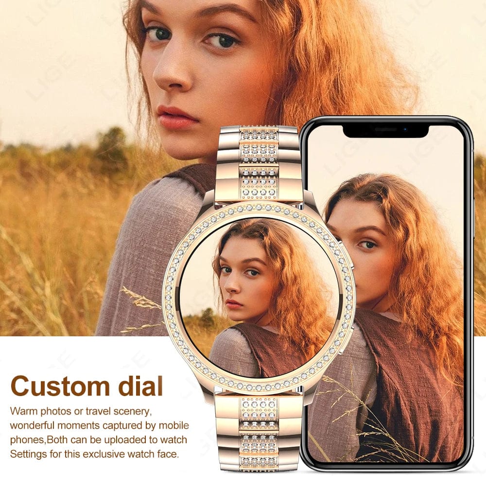 Planet Gates sliver / CHINA LIGE 1.32 inch Women Smart Watch Bluetooth Call AI Voice Assistant Women's Watches Custom Watch Face Health Monitor Smartwatches