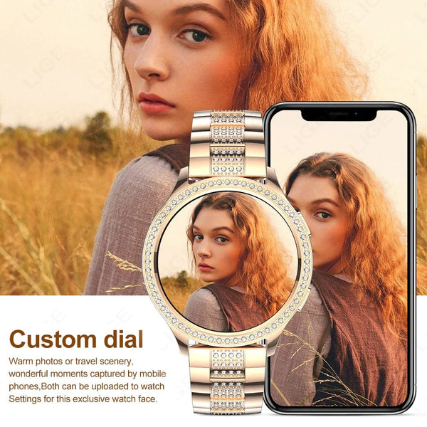 Planet Gates sliver / CHINA LIGE 1.32 inch Women Smart Watch Bluetooth Call AI Voice Assistant Women's Watches Custom Watch Face Health Monitor Smartwatches