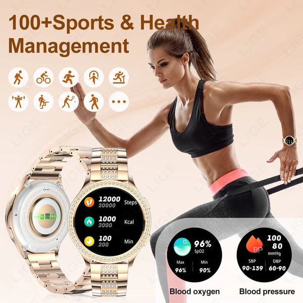 Planet Gates sliver / CHINA LIGE 1.32 inch Women Smart Watch Bluetooth Call AI Voice Assistant Women's Watches Custom Watch Face Health Monitor Smartwatches