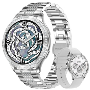 Planet Gates sliver / CHINA LIGE 1.32 inch Women Smart Watch Bluetooth Call AI Voice Assistant Women's Watches Custom Watch Face Health Monitor Smartwatches
