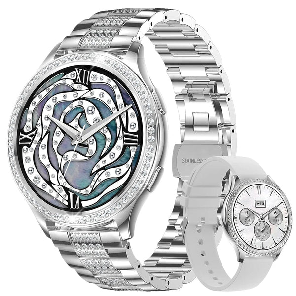 Planet Gates sliver / CHINA LIGE 1.32 inch Women Smart Watch Bluetooth Call AI Voice Assistant Women's Watches Custom Watch Face Health Monitor Smartwatches