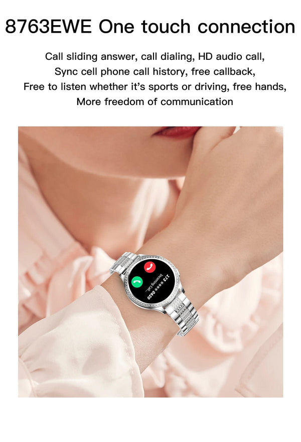 Planet Gates sliver / CHINA LIGE 1.32 inch Women Smart Watch Bluetooth Call AI Voice Assistant Women's Watches Custom Watch Face Health Monitor Smartwatches