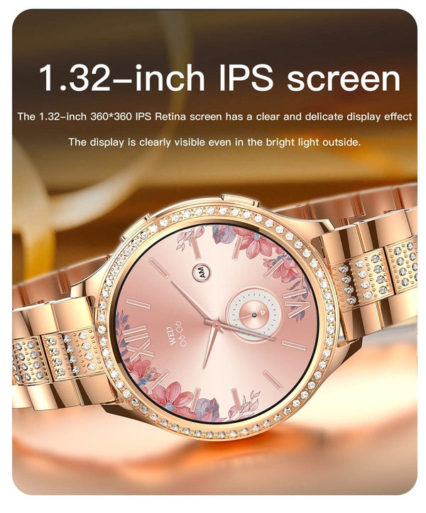 Planet Gates sliver / CHINA LIGE 1.32 inch Women Smart Watch Bluetooth Call AI Voice Assistant Women's Watches Custom Watch Face Health Monitor Smartwatches