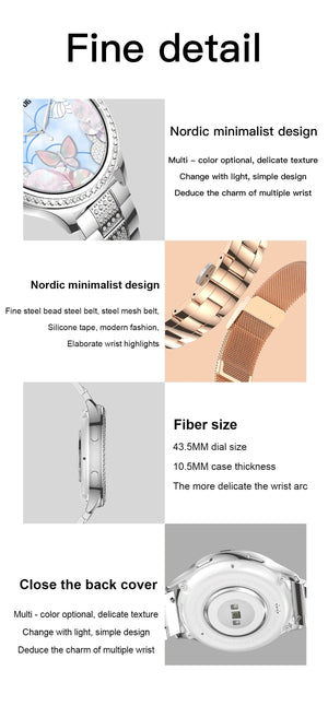 Planet Gates sliver / CHINA LIGE 1.32 inch Women Smart Watch Bluetooth Call AI Voice Assistant Women's Watches Custom Watch Face Health Monitor Smartwatches