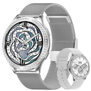 Planet Gates sliver / CHINA LIGE 1.32 inch Women Smart Watch Bluetooth Call AI Voice Assistant Women's Watches Custom Watch Face Health Monitor Smartwatches