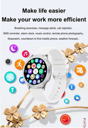 Planet Gates sliver / CHINA LIGE 1.32 inch Women Smart Watch Bluetooth Call AI Voice Assistant Women's Watches Custom Watch Face Health Monitor Smartwatches
