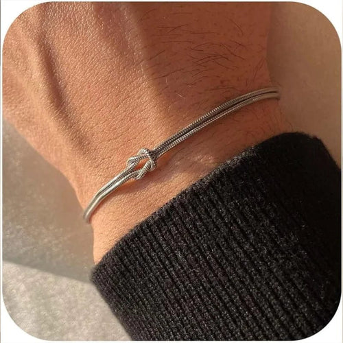 Planet Gates Sliver Love Knot Bracelets for Women 14K Gold Plated Dainty Snake Chain Infinity Bracelet Adjustable Stainless Steel Jewelry Gifts