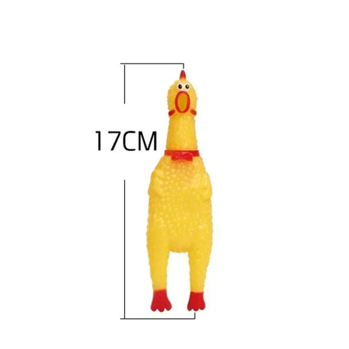 Planet Gates Small 17cm / CHINA New Pet Dog Squeak Toy Screaming Chicken Squeeze Dog Chew Toy Durable and Fun Yellow Rubber Exhaust Chicken 17CM 31CM 40CM Toys