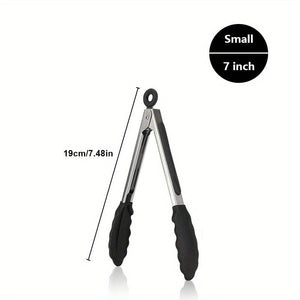 Planet Gates Small 1PC Tongs For Cooking, Kitchen Tongs With Silicone Tips, High Heat Resistant Locking Tongs, Heavy Duty, Great Grips, 7, 9, 30.48 Cm, Black