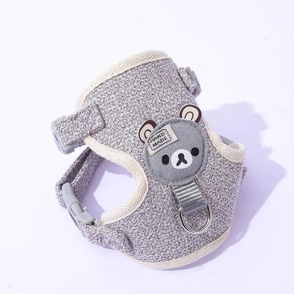 Planet Gates Small Cat Dog Harness Leash Set Breathable Vest Escape Proof Chest Strap Kitten Puppy Cartoon Bear Walking Pet Traction Lead