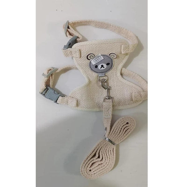 Planet Gates Small Cat Dog Harness Leash Set Breathable Vest Escape Proof Chest Strap Kitten Puppy Cartoon Bear Walking Pet Traction Lead