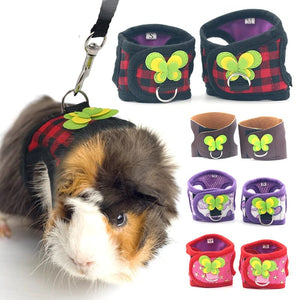 Planet Gates Small Pet Two-legged Chest Strap Outdoor Traction Rope Leash Clothes For Chinchilla Dutch Guinea Pig Breathable Denim Corset