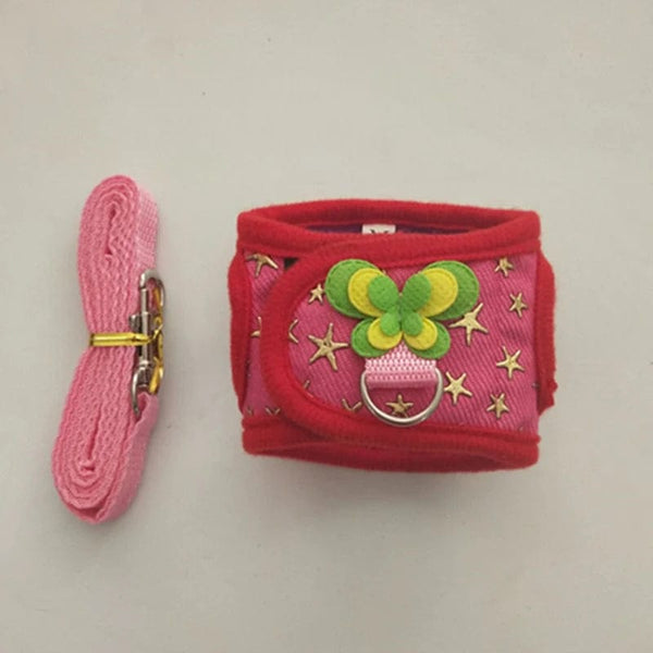 Planet Gates Small Pet Two-legged Chest Strap Outdoor Traction Rope Leash Clothes For Chinchilla Dutch Guinea Pig Breathable Denim Corset