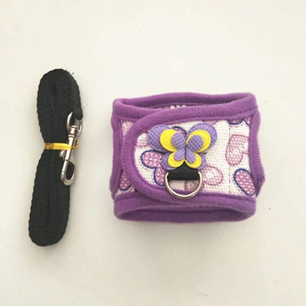 Planet Gates Small Pet Two-legged Chest Strap Outdoor Traction Rope Leash Clothes For Chinchilla Dutch Guinea Pig Breathable Denim Corset