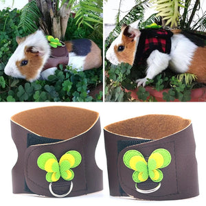 Planet Gates Small Pet Two-legged Chest Strap Outdoor Traction Rope Leash Clothes For Chinchilla Dutch Guinea Pig Breathable Denim Corset