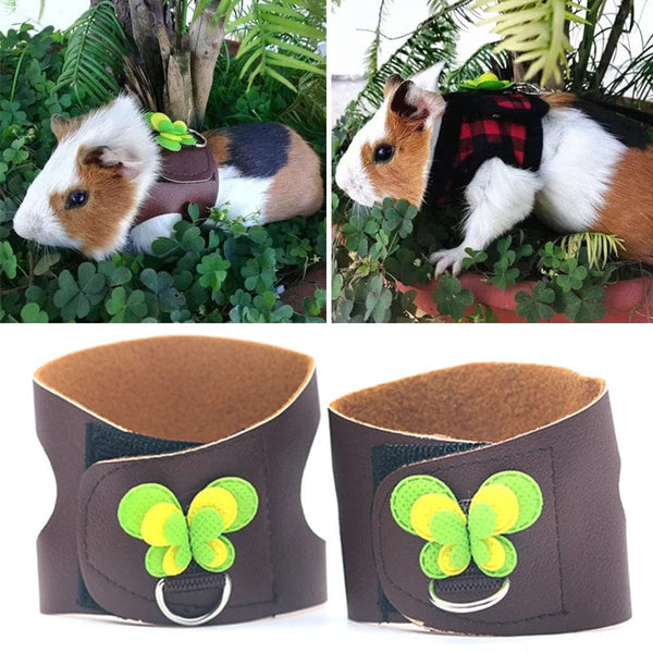 Planet Gates Small Pet Two-legged Chest Strap Outdoor Traction Rope Leash Clothes For Chinchilla Dutch Guinea Pig Breathable Denim Corset