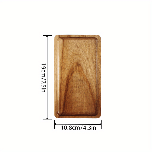 Planet Gates Small Rectangular Tray -- 18.8 Cm / Acacia wood 1pc Acacia Wood Tray For Serving Food, Snacks, Drinks, Sushi, Steak, Pizza, Desserts, Cakes, And Bread, Breakfast Tray, Coffee Tray, Tea Tray, Rectangular Platters With Easy Carry Grooved Handle, Home Kitchen Supplies