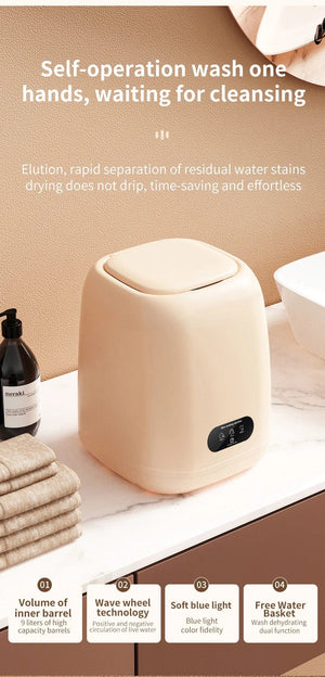 Planet Gates Small Washing Machine for Underwear Children's Clothes mini Washer fully automatic Portable Washing Machine with Spin Dryer 220V