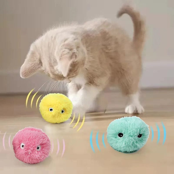 Planet Gates Smart Cat Toys Interactive Ball Plush Electric Catnip Training Toy Kitten Touch Sounding Pet Product Squeak Toy Ball Cat Supplie