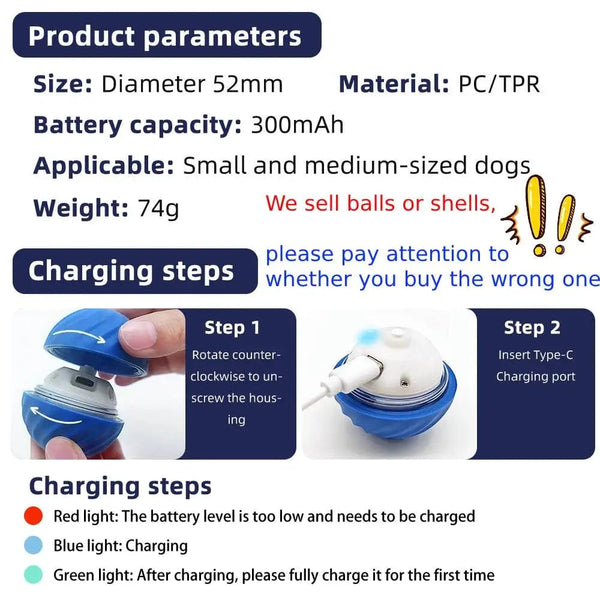 Planet Gates Smart Dog Toy Ball Electronic Interactive Pet Toy Moving Ball USB Automatic Moving Bouncing for Puppy Birthday Gift Cat Product