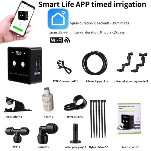 Planet Gates Smart Life APP / EU Plug Intelligent Reptile Fogger Terrariums Humidifier Electronic Timer Automatic Mist Rainforest Spray System Kit Sprinkler Control