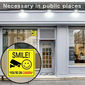 Planet Gates Smile 4pcs/set Smile You're On Camera Signs Window Stickers Polite Video Surveillance Security Sign For House, Business, Yard Or Driveway Home Decor