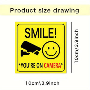 Planet Gates Smile 4pcs/set Smile You're On Camera Signs Window Stickers Polite Video Surveillance Security Sign For House, Business, Yard Or Driveway Home Decor