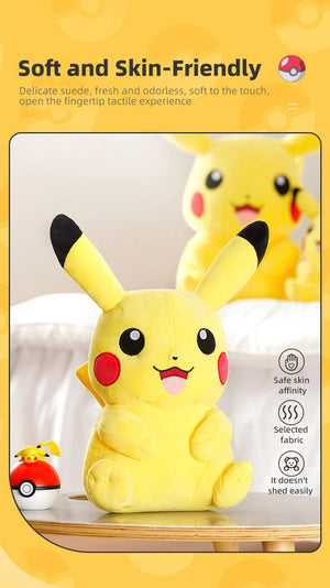 Planet Gates Smile Pikachu / 48cm l 18.9in Pokemon Kawaii Pikachu Stuffed Toys Cartoon & Cute Plush Dolls Throw Pillow Birthday Gift  For Kids Friends Boys Home Decoration