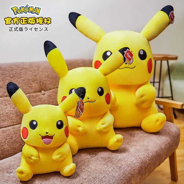 Planet Gates Smile Pikachu / 48cm l 18.9in Pokemon Kawaii Pikachu Stuffed Toys Cartoon & Cute Plush Dolls Throw Pillow Birthday Gift  For Kids Friends Boys Home Decoration