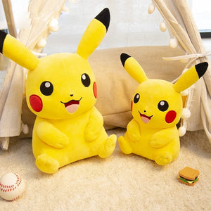 Planet Gates Smile Pikachu / 48cm l 18.9in Pokemon Kawaii Pikachu Stuffed Toys Cartoon & Cute Plush Dolls Throw Pillow Birthday Gift  For Kids Friends Boys Home Decoration