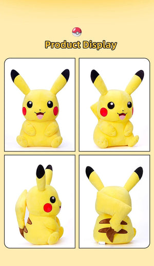 Planet Gates Smile Pikachu / 48cm l 18.9in Pokemon Kawaii Pikachu Stuffed Toys Cartoon & Cute Plush Dolls Throw Pillow Birthday Gift  For Kids Friends Boys Home Decoration