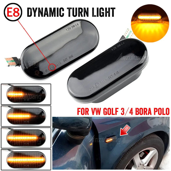 Planet Gates smoke black 2PCS Led Dynamic Side Marker Turn Signal Light Sequential Blinker Light For VW Golf 3 4 MK3 MK4 Passat 3BG Polo 6N 9N Bora Vento