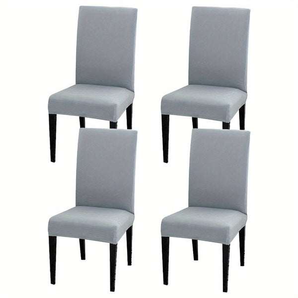 Planet Gates Smoky Gray / Set  Of  4 4pcs Set/6pcs Set Milk Silk Elastic Home Kitchen Dining Chair Slipcover, Chair Cover, Furniture Protector For Wedding Office Living Room Hotel Home Decor
