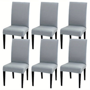 Planet Gates Smoky Gray / Set  Of  6 4pcs Set/6pcs Set Milk Silk Elastic Home Kitchen Dining Chair Slipcover, Chair Cover, Furniture Protector For Wedding Office Living Room Hotel Home Decor